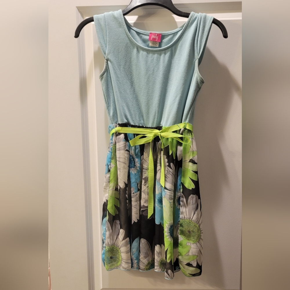 Girls Blue Floral Dress